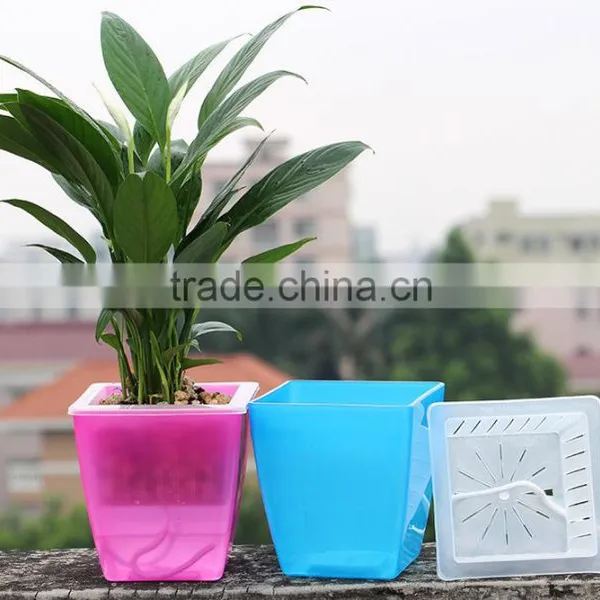 Home Decorative Desktop Balcony Square Flower Pots Self Watering