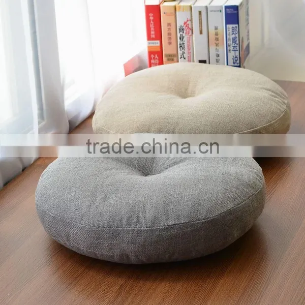 Wholesale Living Room Home Office Bed Furniture Soft Linen Round Linen Seat Sofa Pouffe Cushion photo-2