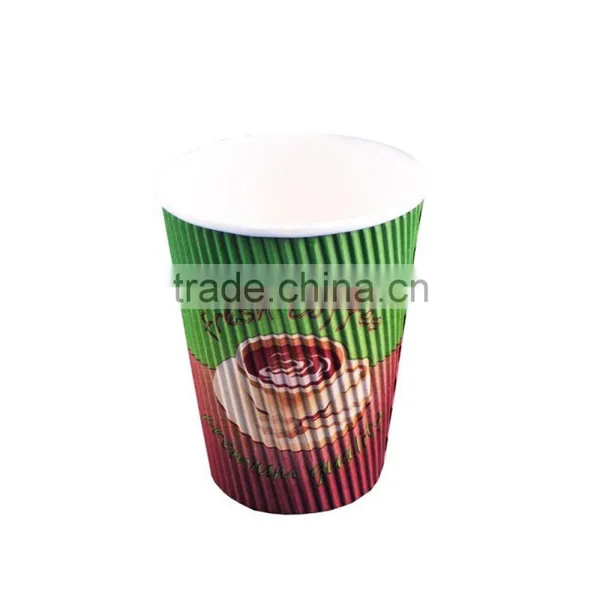4oz 8oz 12oz Colorful Customized Flexo Printed Ripple Paper Cups , Insulated Paper Coffee Cups photo-2