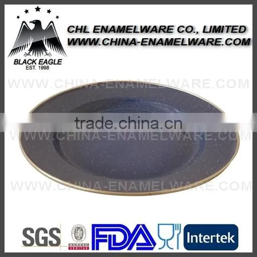 Customized Blue Enamel Plate With Rolled Rim photo-3