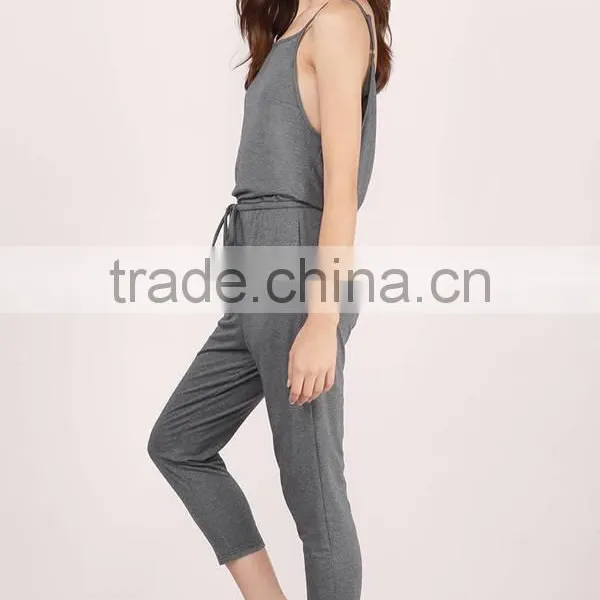 Wholesale Fashion Women Clothing Spaghetti Straps Casual Cheap Cotton Romper Backless Sexy Slim Fit Bodycon Jumpsuit photo-3