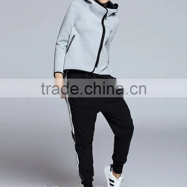 The New Fashion Spring Autumn Ladies Fleece Zip up Plain Pure Color Simple Cotton Blank Hoodies for Women photo-4