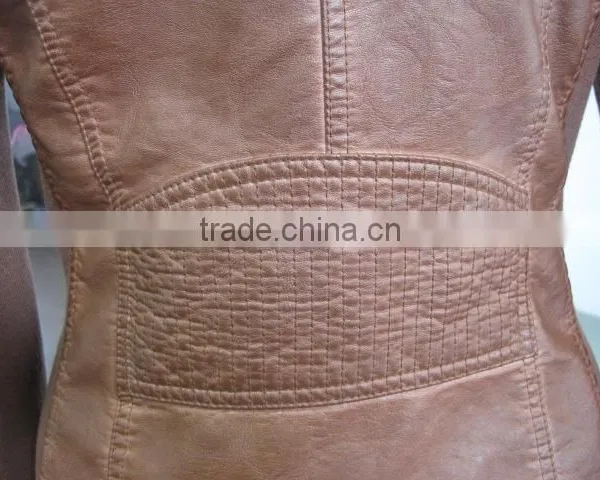 Punk Rock PU Leather Jacket Women Tops Faux Leather Autumn Coat Slim Orange Jackets Outwear Women Top 2015 Faux Leather Jacket photo-3