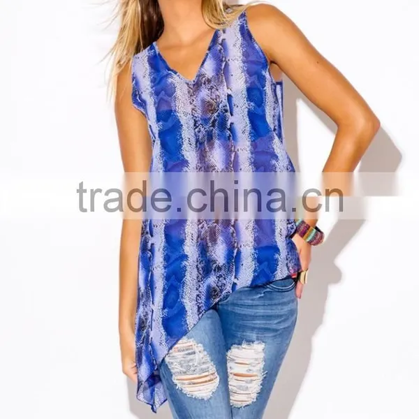 2016 Women Snake Print Chiffon Party Tank Top photo-2