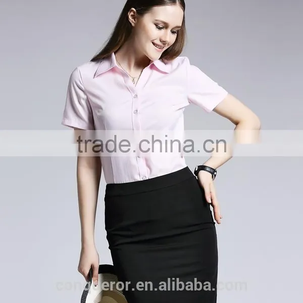 Fashion Ladies Short Sleeve Formal Tops Blouse Cotton Shirt photo-3