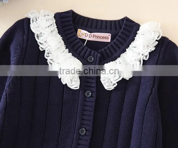 Baby Girls Sweater/kids Girls Lace Cotton Sweater for Autumn or Winter photo-5
