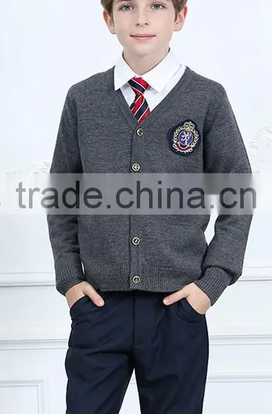 British Style Cardigan Kids Sweater 100% Cotton Primary School Uniform Designs photo-3