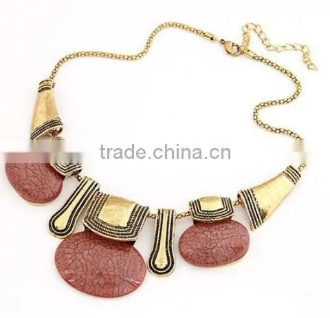 Zm33435a Fashion Bohemian Women Turquoise Gold Plated Statement Necklace Jewelry photo-2