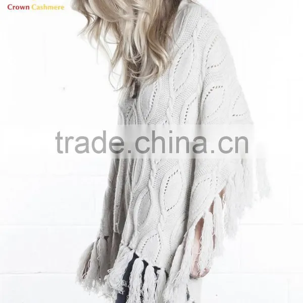 Wholesale Ladies Knitted Wool Poncho photo-3