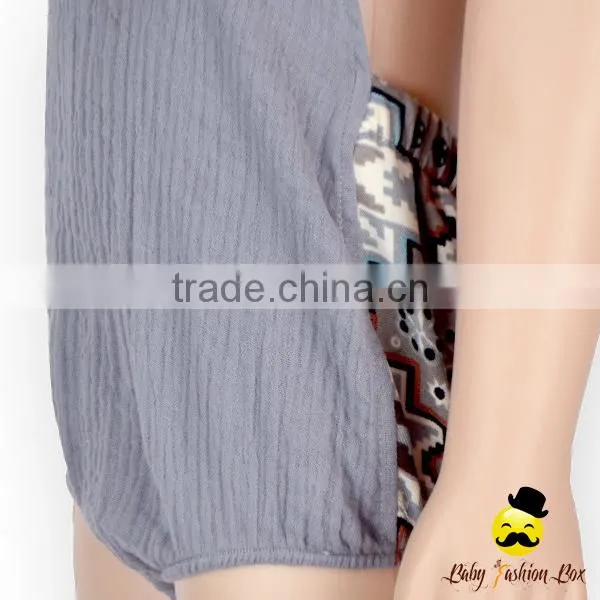 Harem Style Breathable Cotton Gray Color Halter Sleeveless Fringe Infant Newborn Baby Boy Vintage Romper Grows Bodysuit photo-4