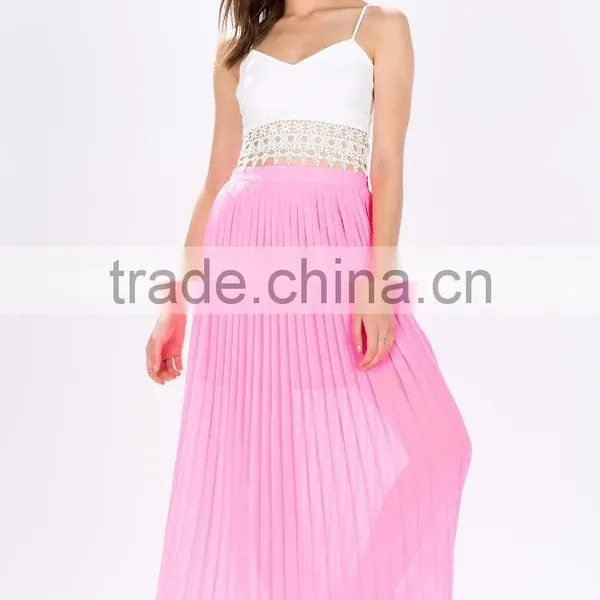 2015 Hot Sale Pleated Skirts Design Elegant Long Maxi Skirt for Women photo-4