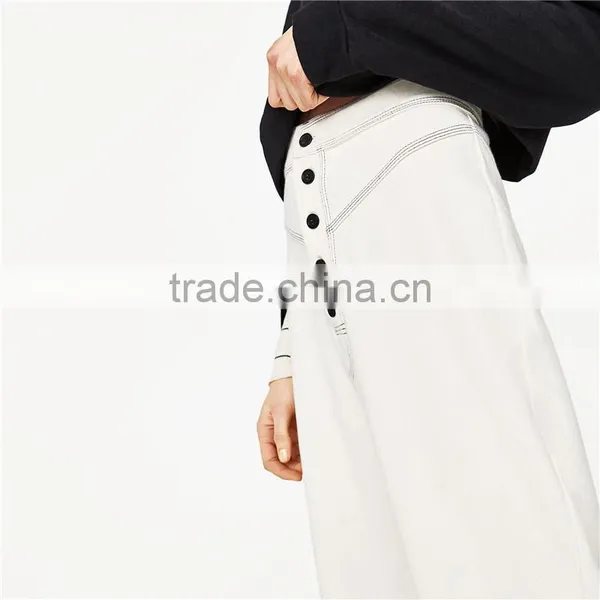 Peg-leg Trousers Cotton White Pants for Women photo-4
