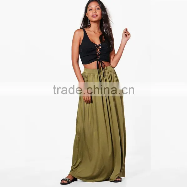 Drapey Hippie Boho Style Casual Women's Maxi Skirt With Pockets photo-2
