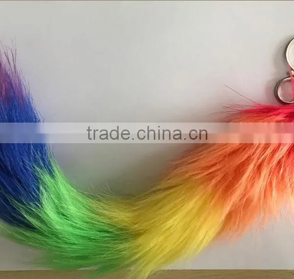 Fluffy Custom Colour Faux Fox Fur Accessory Fur Tail Keychain photo-5