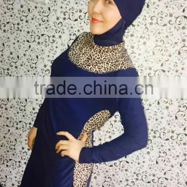 Fashion Woman Leapord Printed Modest Swimwear photo-3