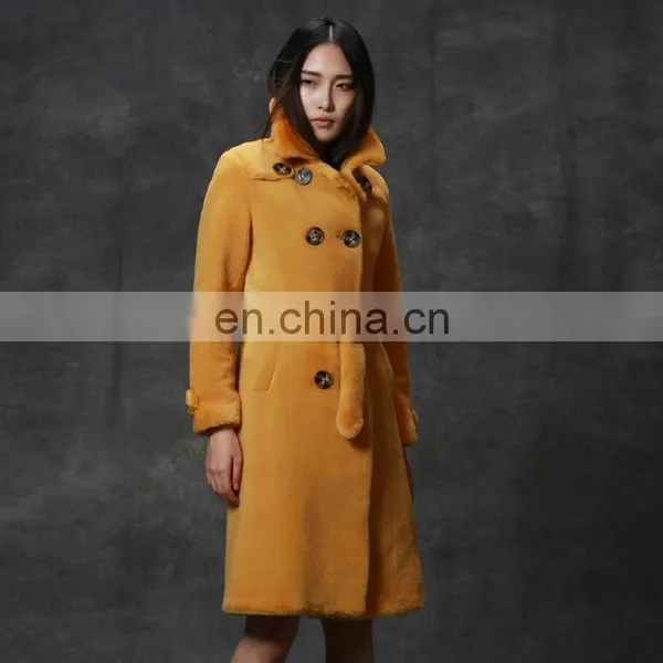 New Style Double Breasted Merino Sheep Shearling Fur Coat photo-4