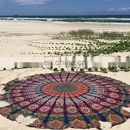 72" Indian Elephant Tapestries Hippie Mandala Round Bohemian Beach Throw Table Cover Wall Hanging Yoga Mat