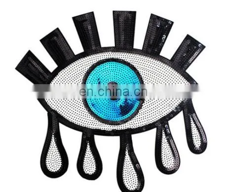 Sequins Patches Sewing Embroidery Patch EYE Motif Applique Sewing On Sequins photo-4