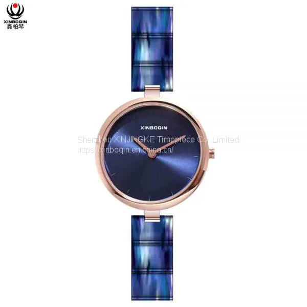 XINBOQIN Supplier Custom LOGO Tide Brand Waterproof Japan Movement Quartz Acetate Women's Watch photo-3