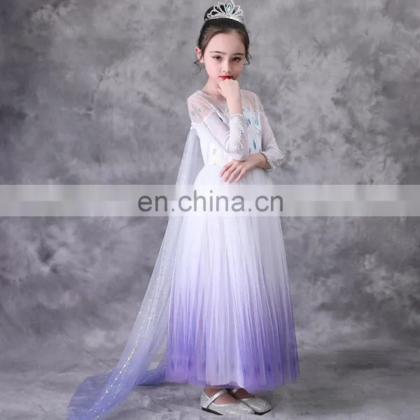 Snow Queen 2 Dress for Girls Formal Birthday Frock Sequins Cloak Kids Party Dress Elsa Dress Magic Wand Cosplay Princess Costume photo-2