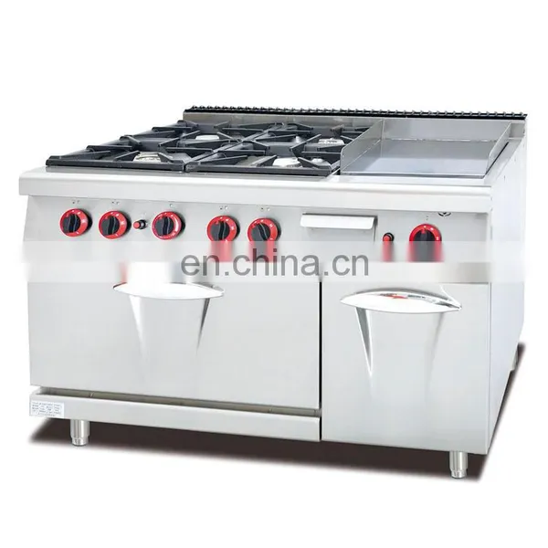 Free Standing Industrial Stainless Steel 4 Burner LPG Gas Stove With Oven photo-2