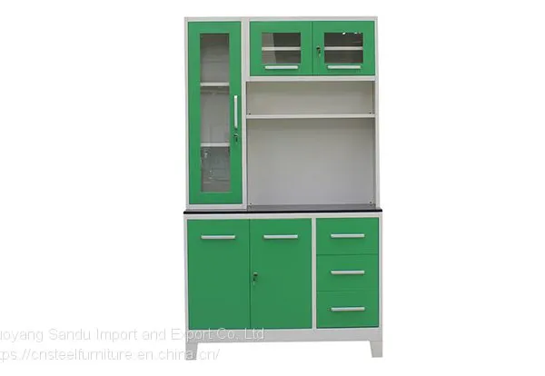 L Type Stee Kitchen Cabinet With Glass Door photo-2