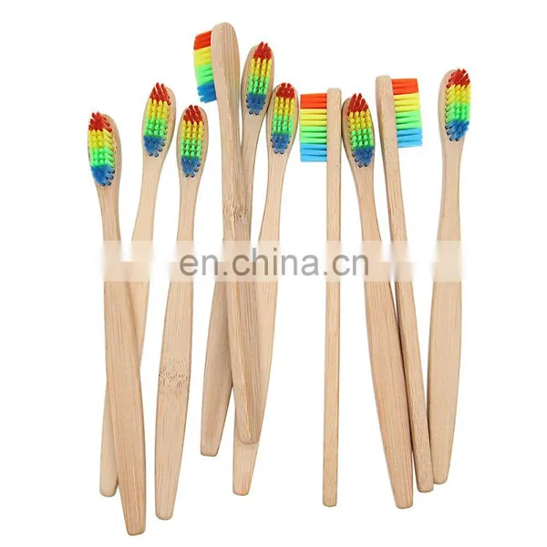 New Products Rainbow Color Soft Medium Bristle Bamboo Toothbrush With Private Label Hotel Bamboo Toothbrush photo-3