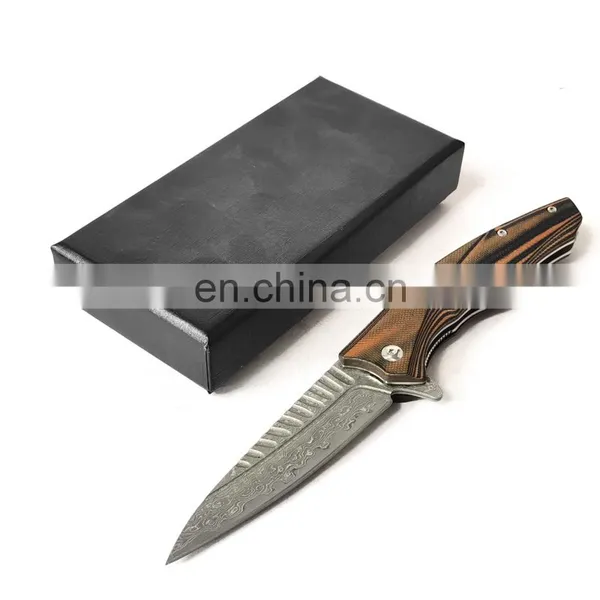 High Hardness VG10 Damascus Navaja Folding Knife Portable Outdoor Survival Fold Knives Wilderness Survival Camping Pocket Knife