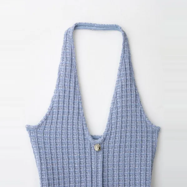 New Women's European and American Style Fashionable Elastic Neck Hanging Collar Dress photo-3
