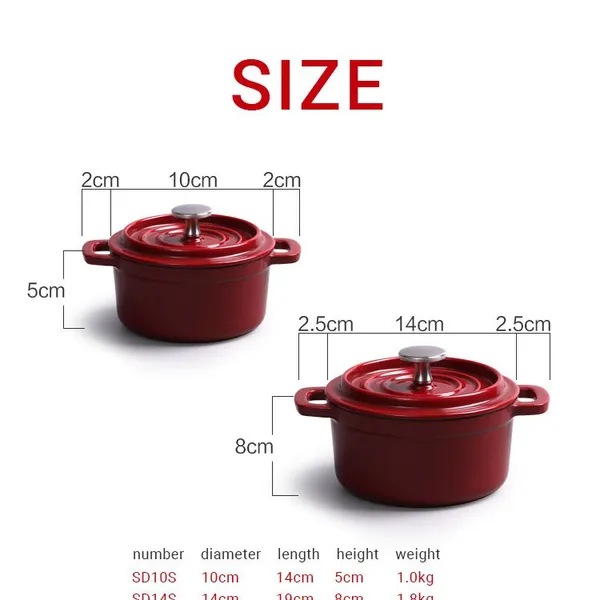1qt Mini 10cm Enamel Cast Iron French Oven Dutch Oven Casserole Pot Cocotte 1L photo-2