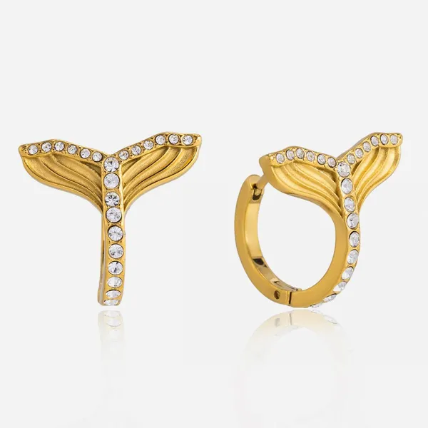 C-Shaped Hoop Earrings Stainless Steel Gold Plated Unisex Jewelry photo-4
