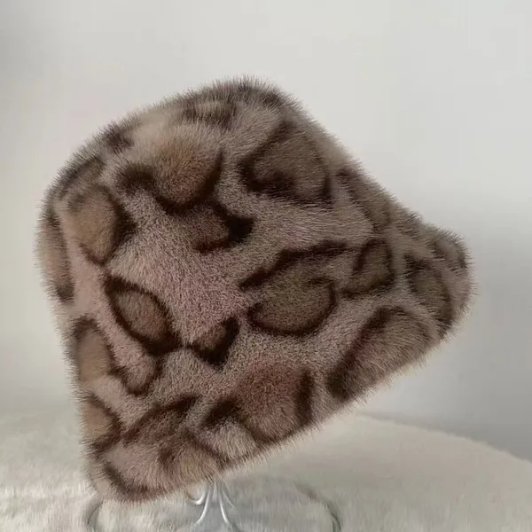 Leopard Print Faux Mink Fur Bucket Hat photo-3
