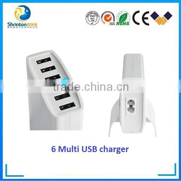 Most Powerful Smart 60W 6 Port 12A Multi USB Charger With USB Cable Family Size for IPhone photo-2