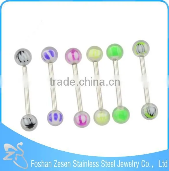 2016 Fashion Colorful UV Balls Steel Bar Personalized Tongue Rings photo-3