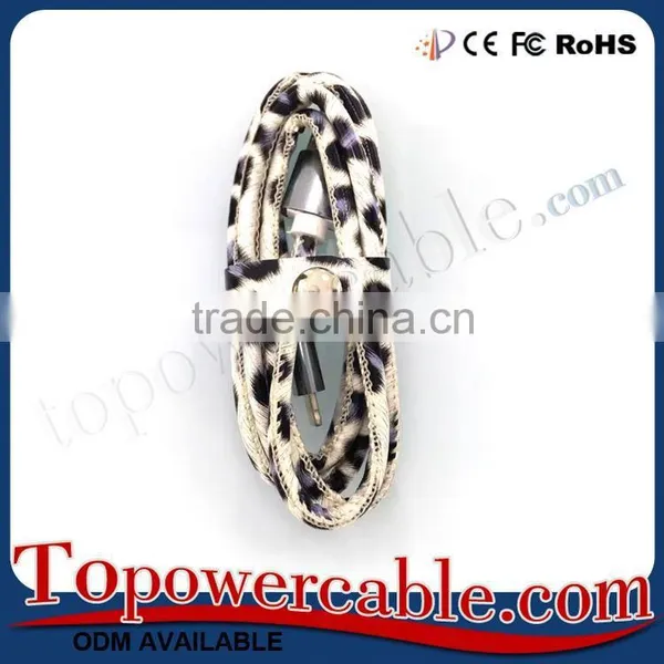 Factory Directly Sell Cheap Leopard Pattern Leather Micro Usb Cable Wires photo-5