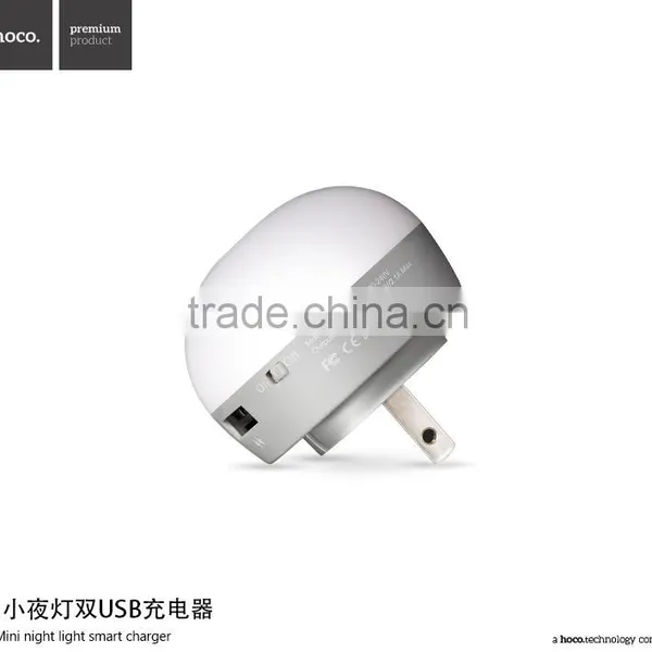 HOCO H1 Mini Night Light Smart Charger For Universal Mobile Phone Quick Charging 2.1A Double USB Charger Adapter US Plug MT-5603 photo-4