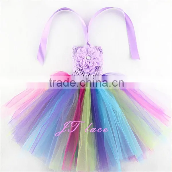 Purple Rainbow Flower Girl Dress- Flower Girl Dress- Lavender Flower Girl Dresses- Tutu Dress- Lavender Tutu photo-3
