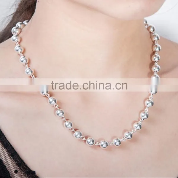 8mm Sterling Beads 925 Sterling Silver Neckalce in Stock photo-5