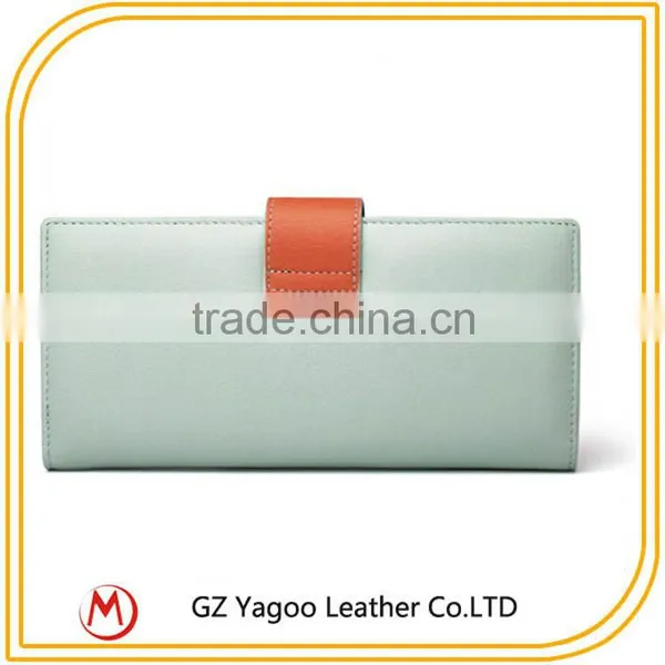 Contrast Color Low Price Ladies Leather Hand Made Wallet Purse photo-3
