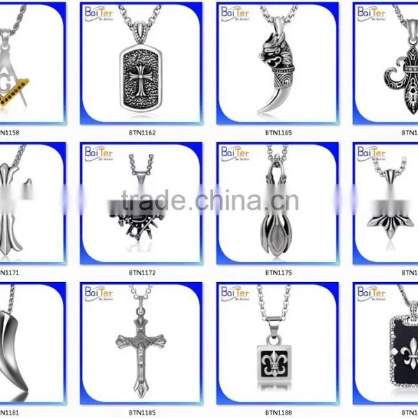 Vintage Mens Gothic Titanium Stainless Steel Cross Pendant Necklace Christian Jewelry Mens Skull Pendant Necklace photo-2