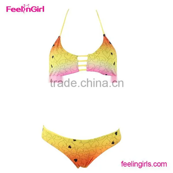 2016 Latest Gold Color Sexy Teenage Girls Swimwear photo-2