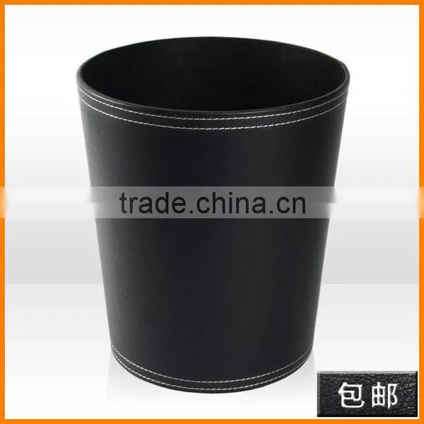 High-grade Leather Household Trash Fashion Creative Continental Office Desktop Trash no Cover Shipping