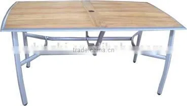 Aluminum Frame Powder Coated Outdoor Furniture Sling Table With Teak photo-5