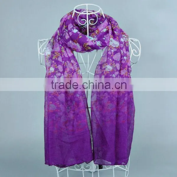 OMBRE Fashion Scarf Flower Pattern Women Voile Scarves 180*90 Pashmina Shawls Muslim photo-6