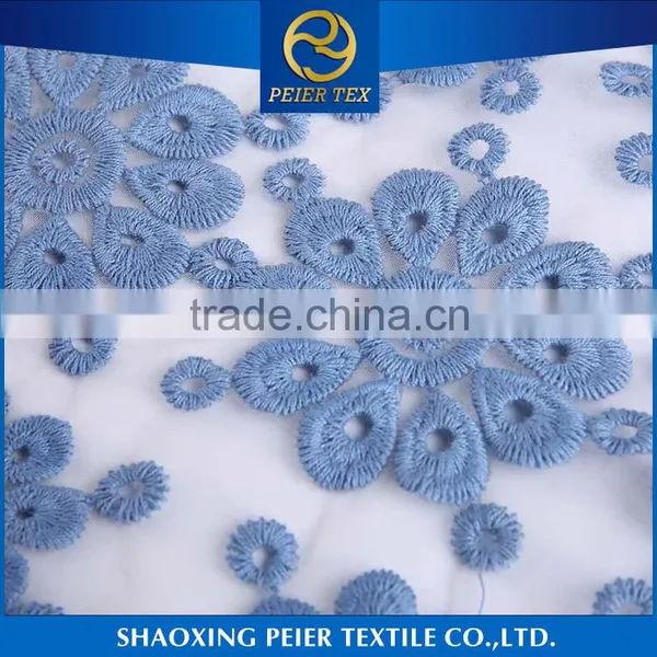Wholesale Fabric New Type Dress Blue Lace Embroidery Fabric photo-3