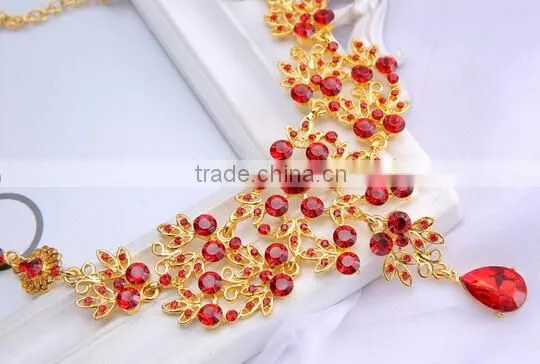 2016 Fashionable Women Bridal Wedding Party Prom Rhinestone Necklace Earrings Jewelry Set photo-5