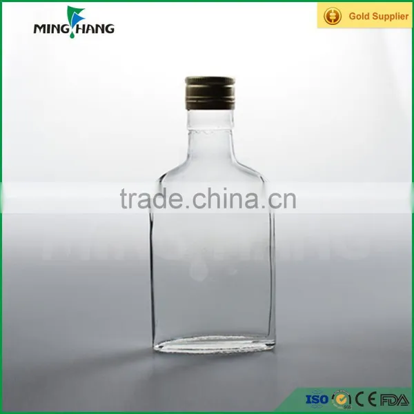 250ml Flat Square Wine Glass Bottle for Alcohol Liquor Quality Choice
