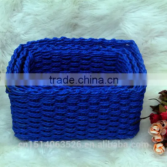 Set of 3 Cheap Wicker Baskets, Fruit Baskets, Gift Baskets-blue