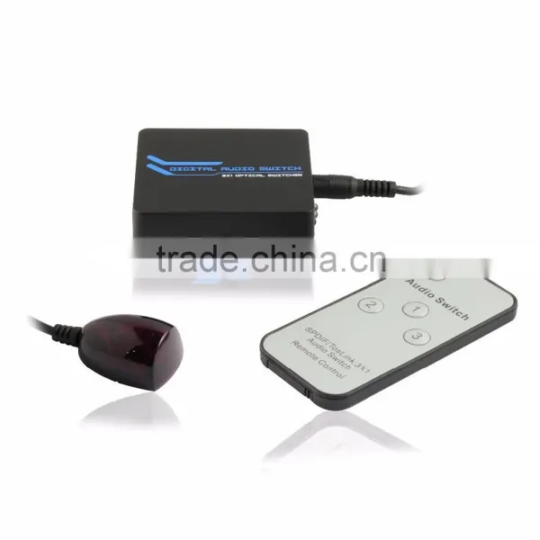 Made in China SPDIF/TOSLINK Digital Optical Audio 3x1 Switcher for av Amplifier With IR Remote