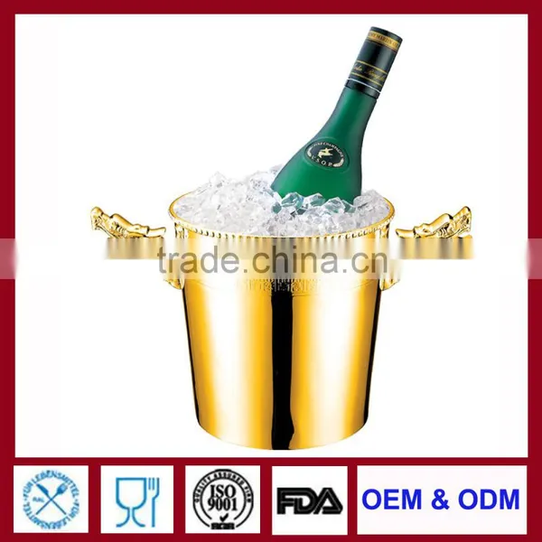 Gold Plated Champagne Bucket Silver Ice Chiller Silver Champagne Bucket Cooler for Bar Stainless Wine Bucket